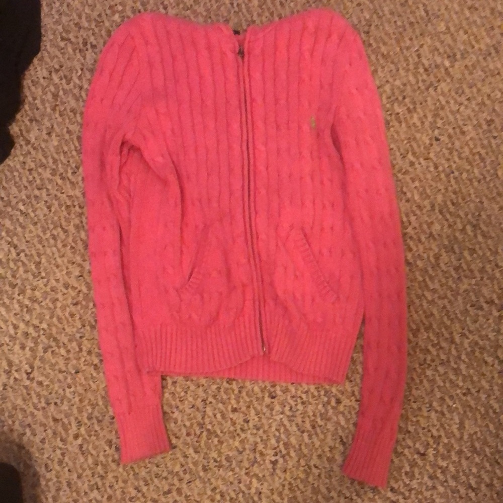 Pink zip up sweater